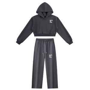 Women's Bless Up God Lounge Set - Charcoal Gray