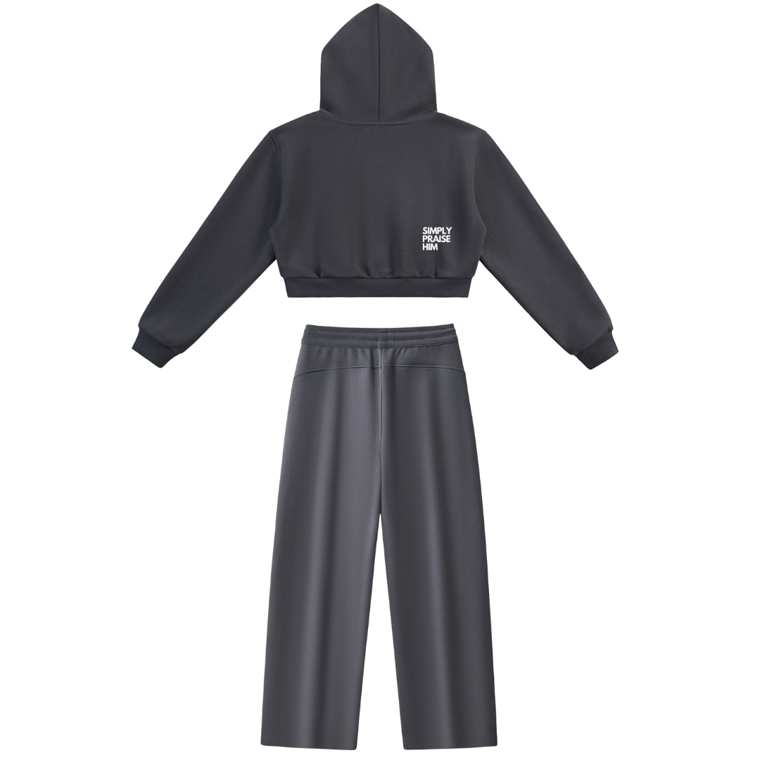 Women's Bless Up God Lounge Set - Charcoal Gray
