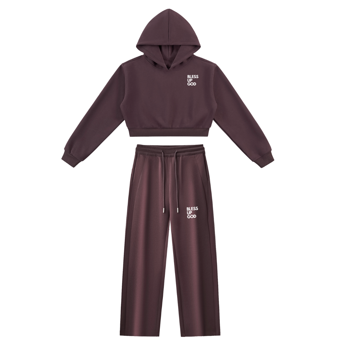 Women's Bless Up God Lounge Set - Dark Reddish Purple
