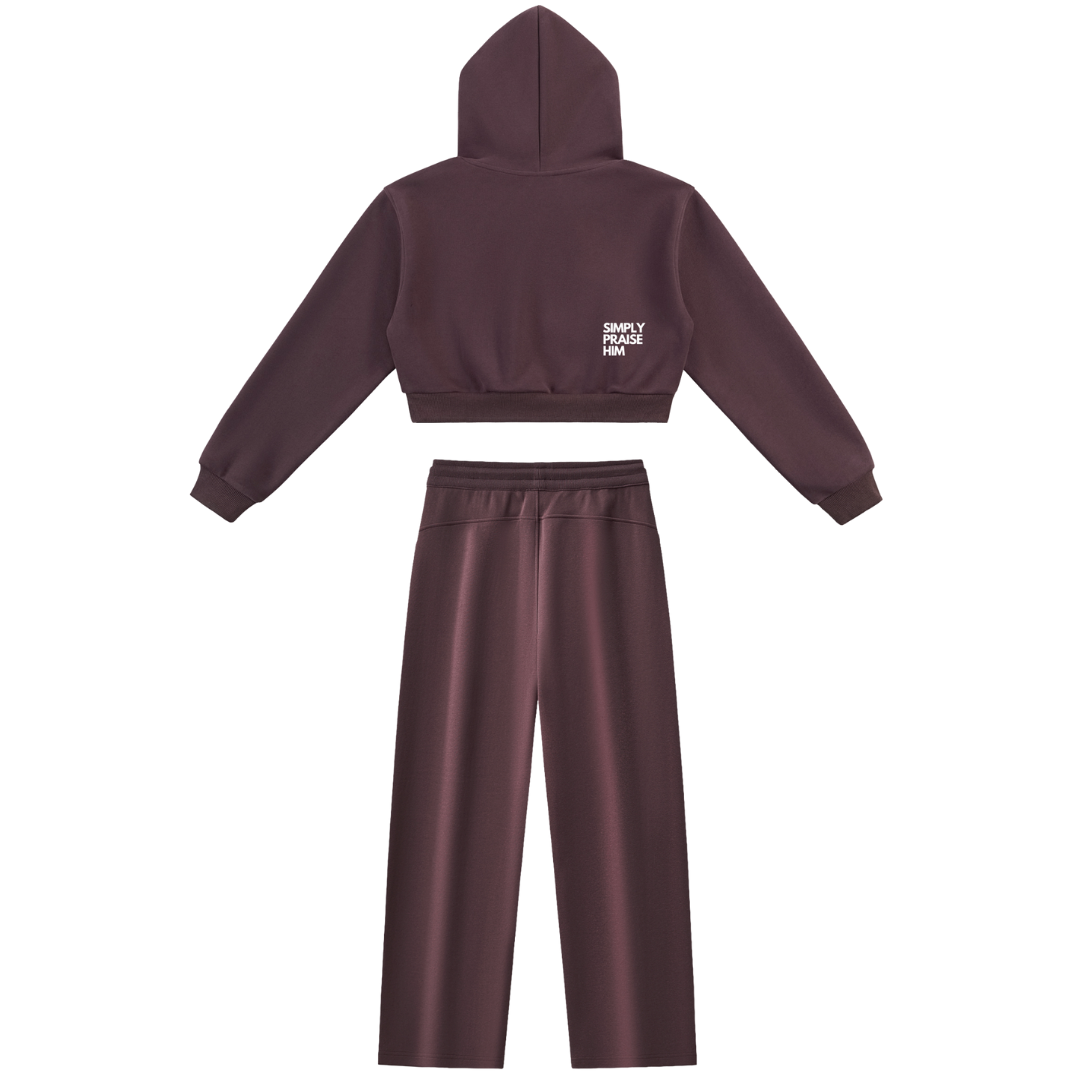 Women's Bless Up God Lounge Set - Dark Reddish Purple