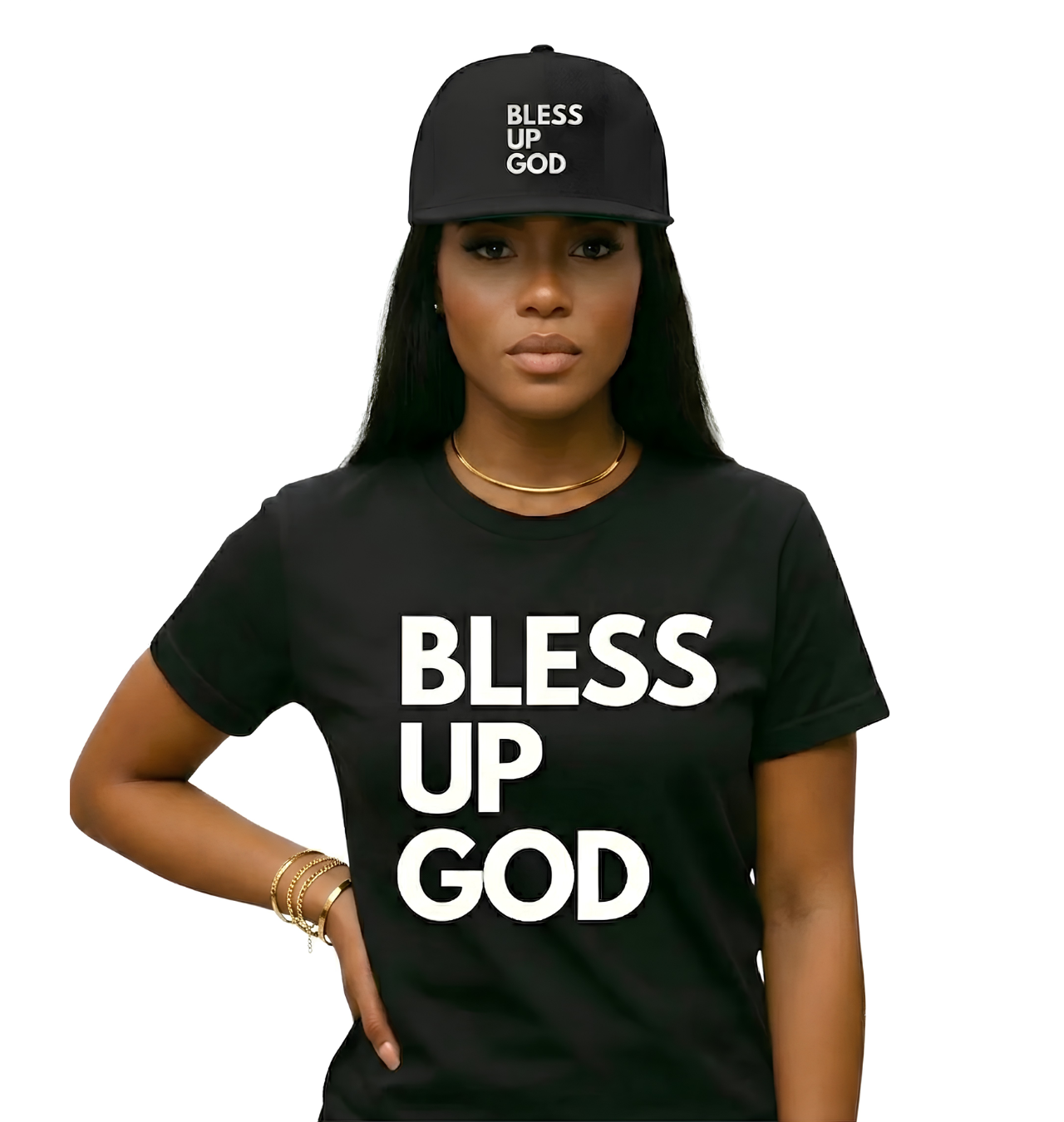 Bless Up God Signature Embroidered Flat Bill Snapback