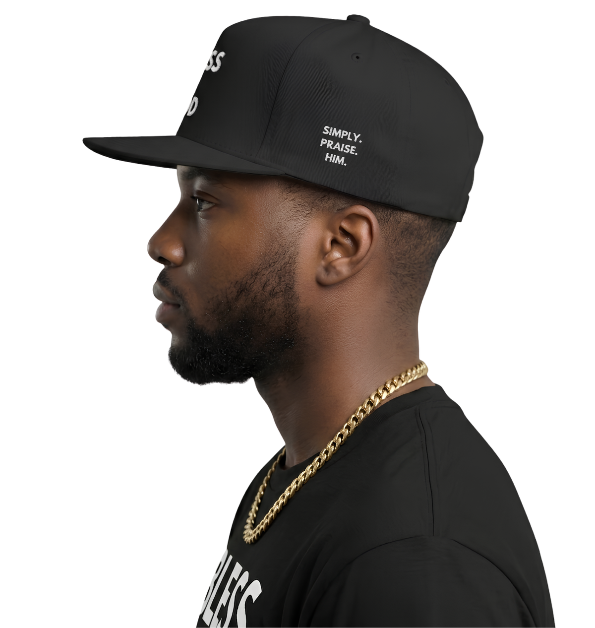 Bless Up God Signature Embroidered Flat Bill Snapback