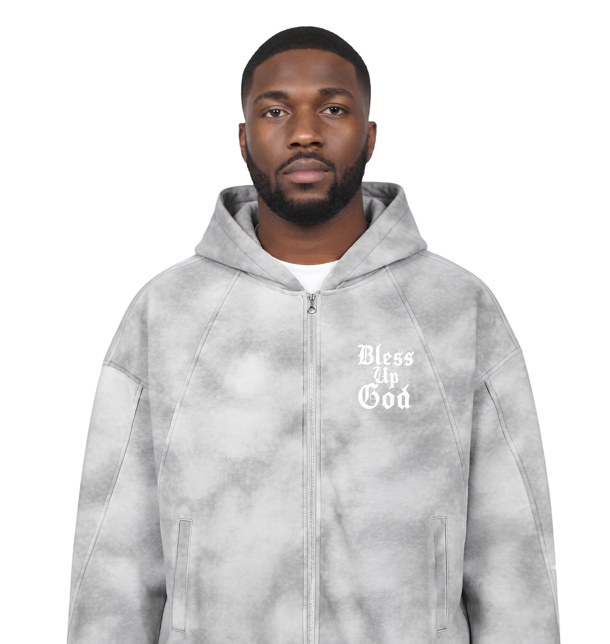 Bless Up God Washed Zip-Up Hoodie
