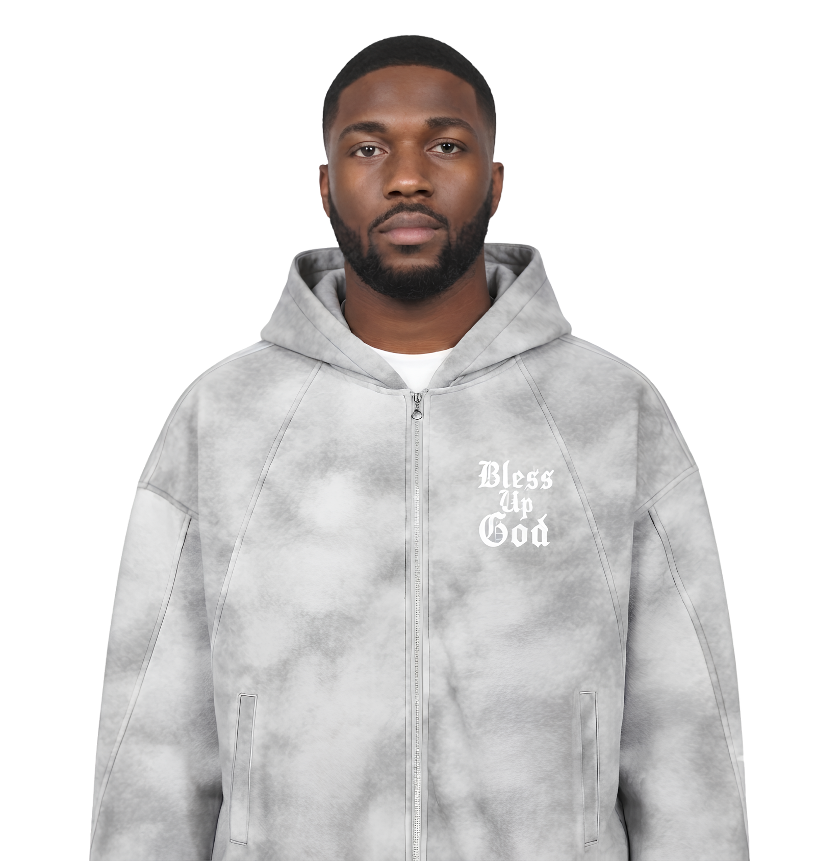 Bless Up God Washed Zip-Up Hoodie