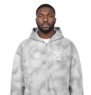 Bless Up God Washed Zip-Up Hoodie