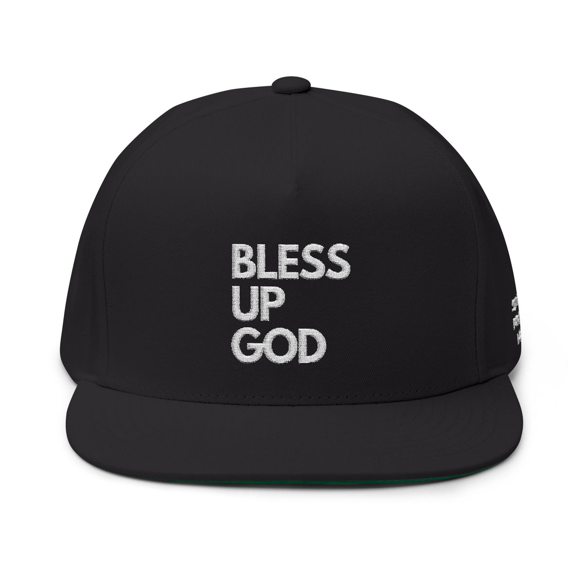 Bless Up God Signature Embroidered Flat Bill Snapback