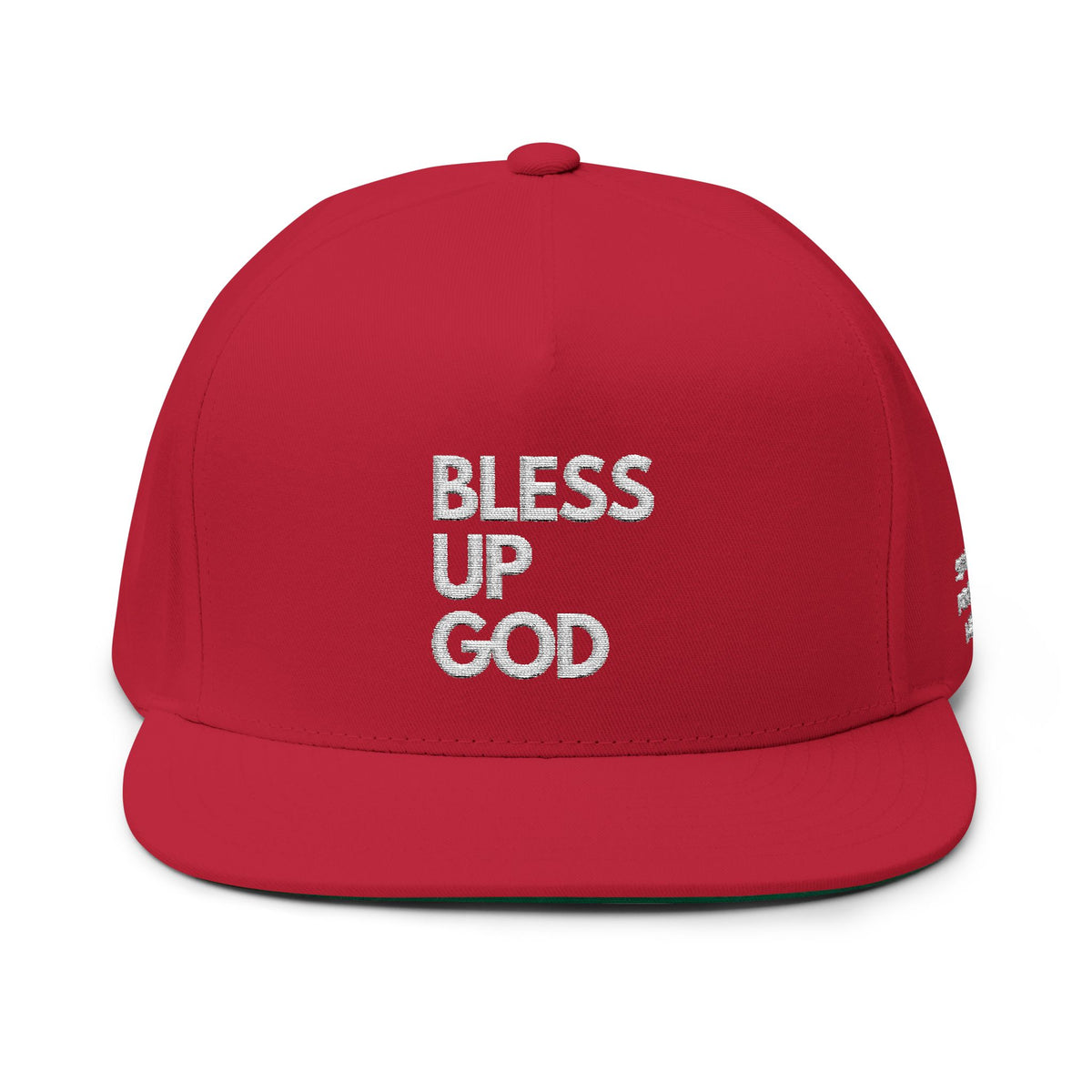 Bless Up God Signature Embroidered Flat Bill Snapback