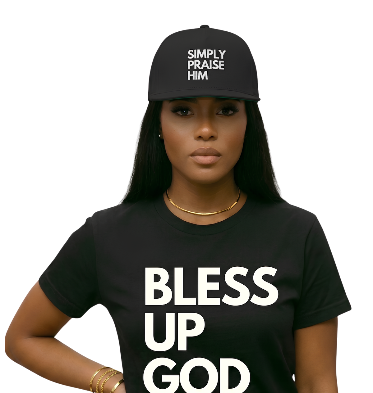 Simply Praise Him Premium Embroidered Flat Bill Snapback
