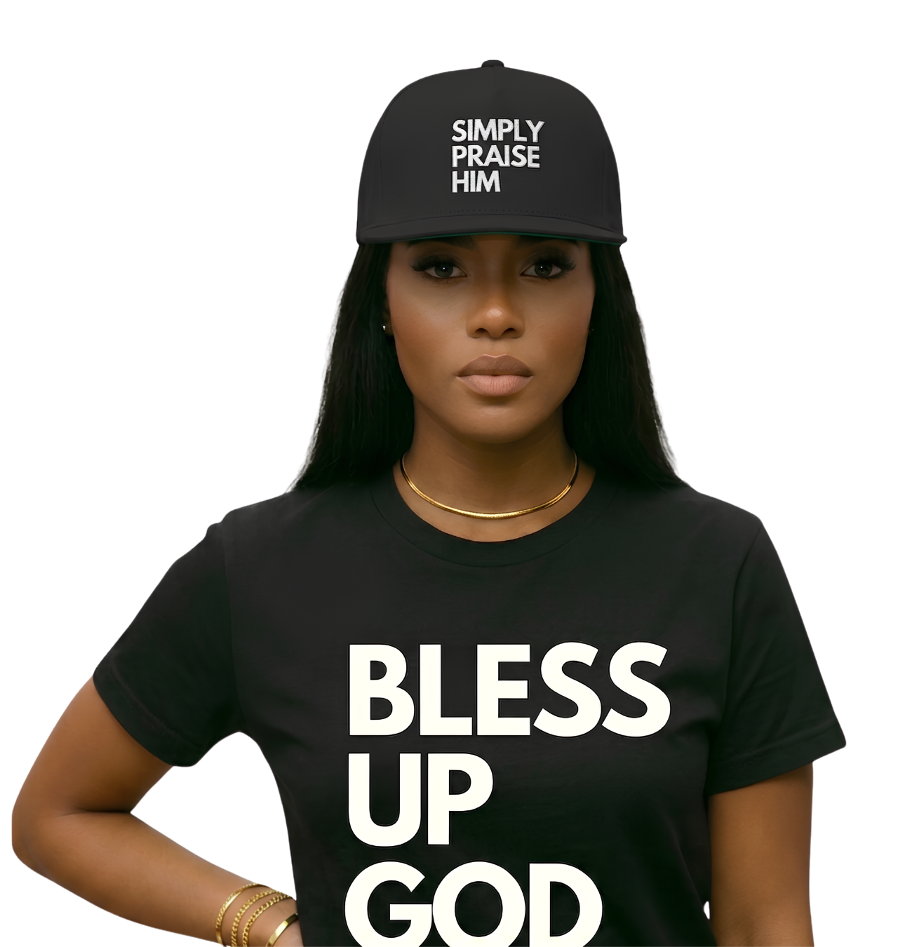 Simply Praise Him Premium Embroidered Flat Bill Snapback