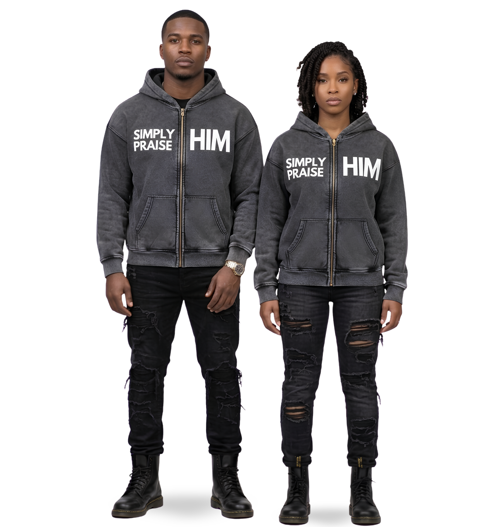 Simply Praise Him Oversized Zip Hoodie