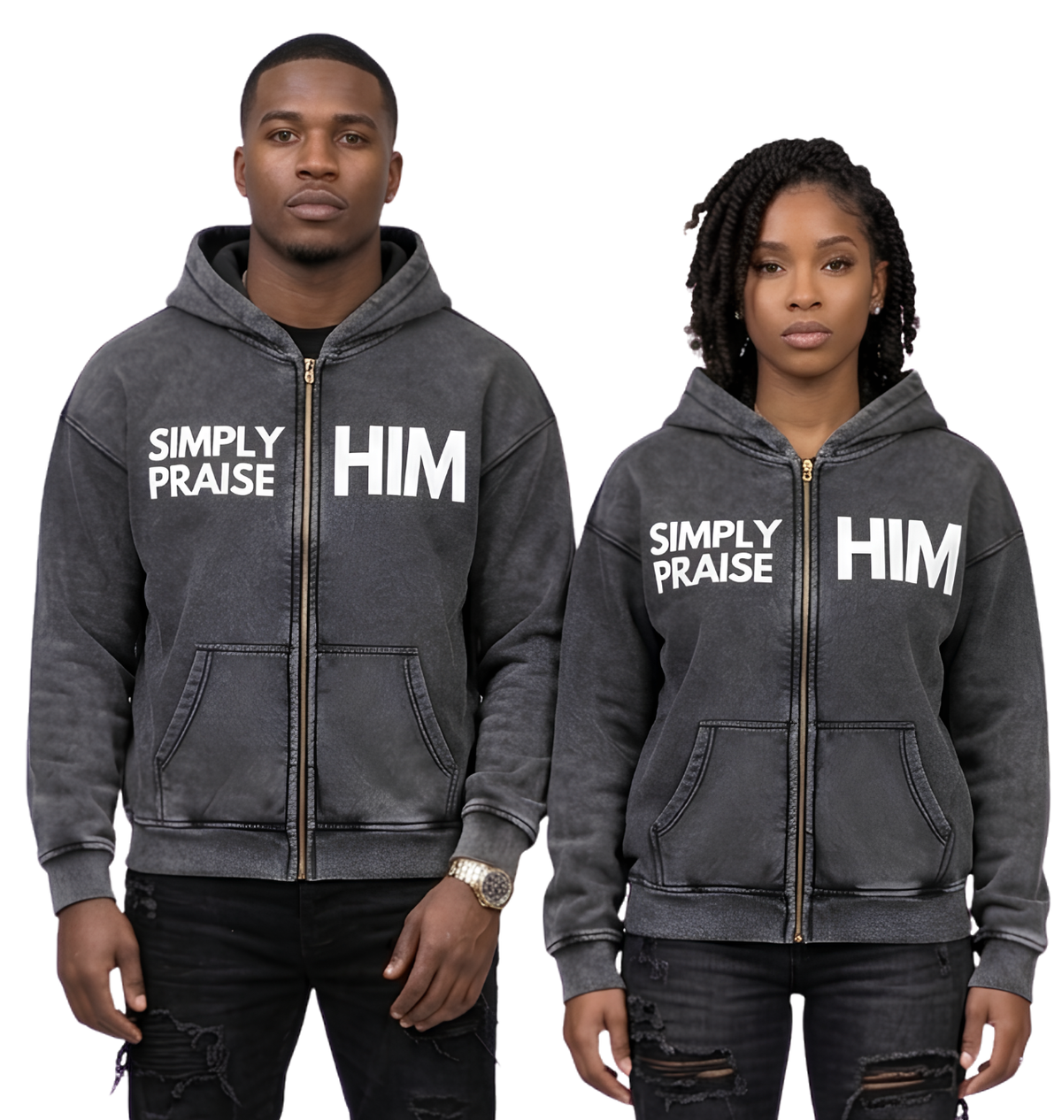 Simply Praise Him Oversized Zip Hoodie