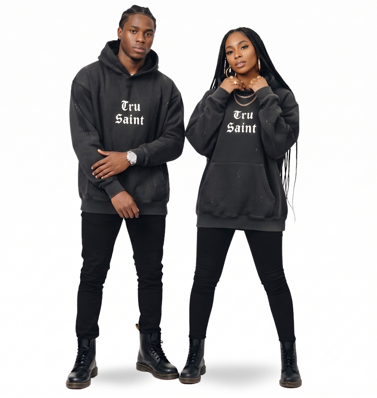 Tru Saint Washed and Frayed Moon Man Hoodie