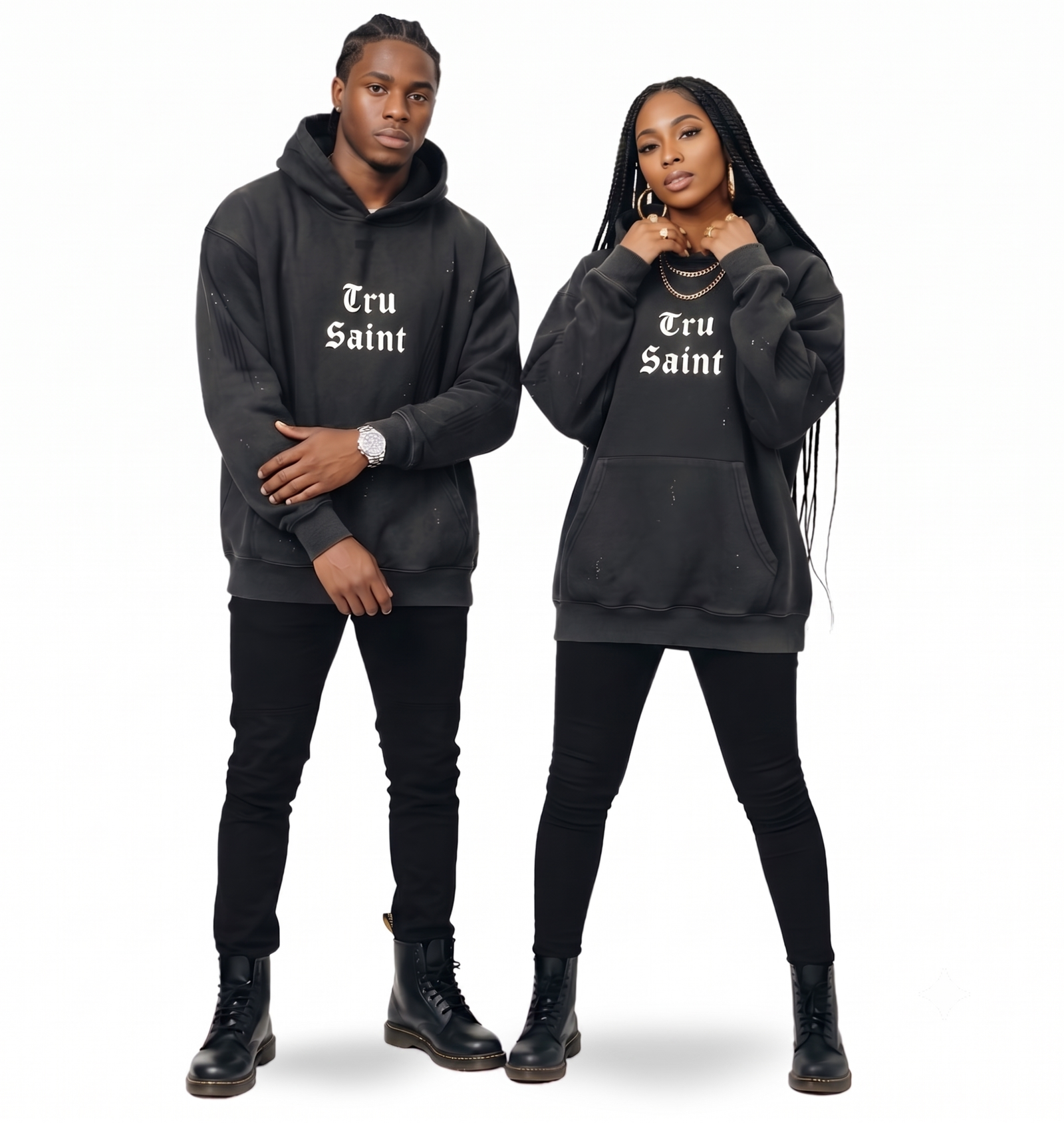 Tru Saint Washed and Frayed Moon Man Hoodie