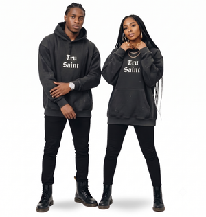 Tru Saint Washed and Frayed Moon Man Hoodie