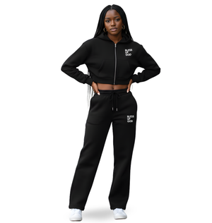 Women's Bless Up God Cropped Zip-Up Hoodie