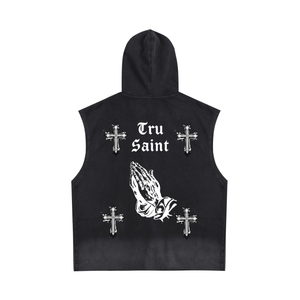 Tru Saint Vintage Washed Zip-Up Hooded Tank Top