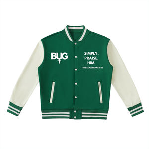 Bless Up God BUG Two-Tone Varsity Jacket