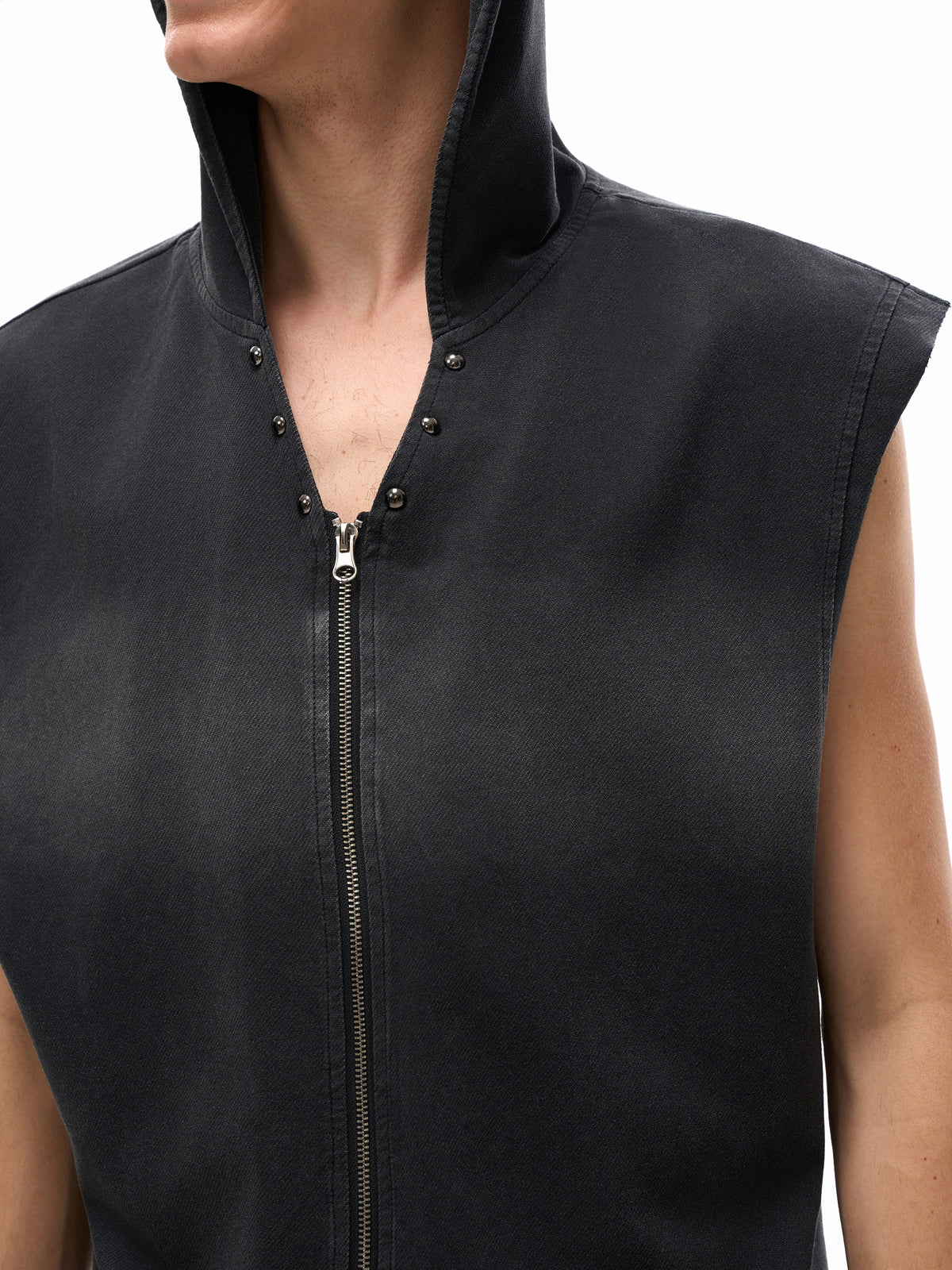 Tru Saint Vintage Washed Zip-Up Hooded Tank Top