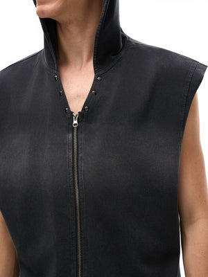 Tru Saint Vintage Washed Zip-Up Hooded Tank Top